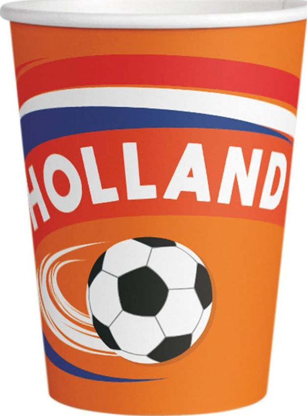 Hup Holland hup voetbal oranje bekertjes 8 stuks