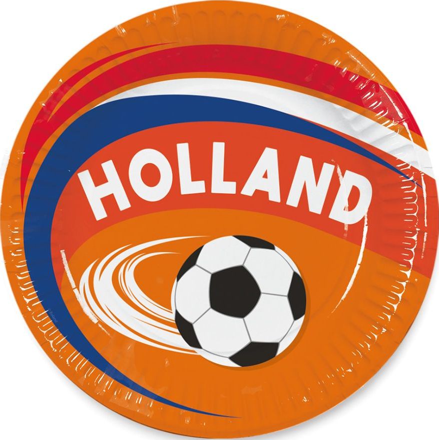 Hup Holland hup voetbal oranje bordjes 8 stuks