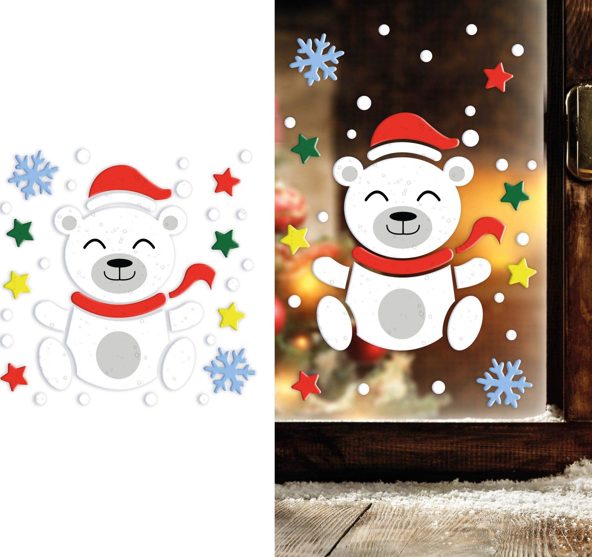 Ijsbeer raam stickers gel kerst