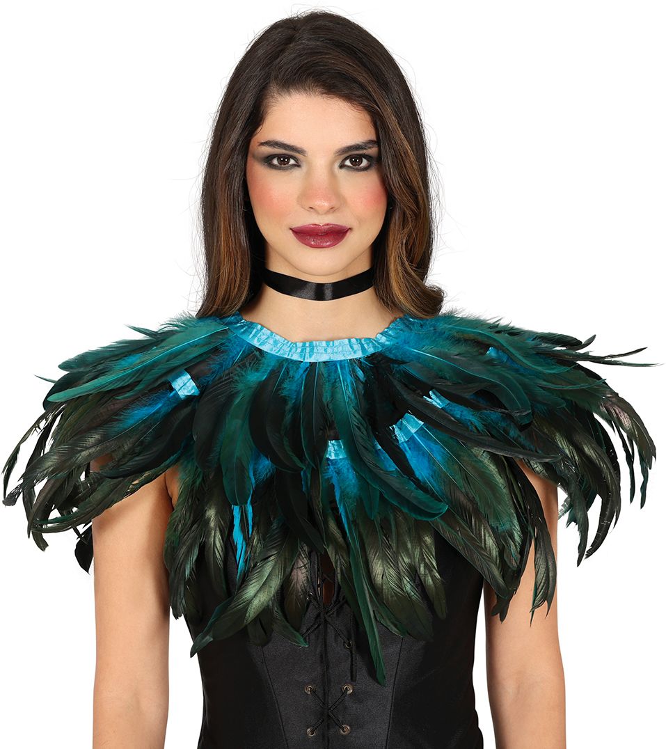 Indianen Schoudervulling Veren Blauw