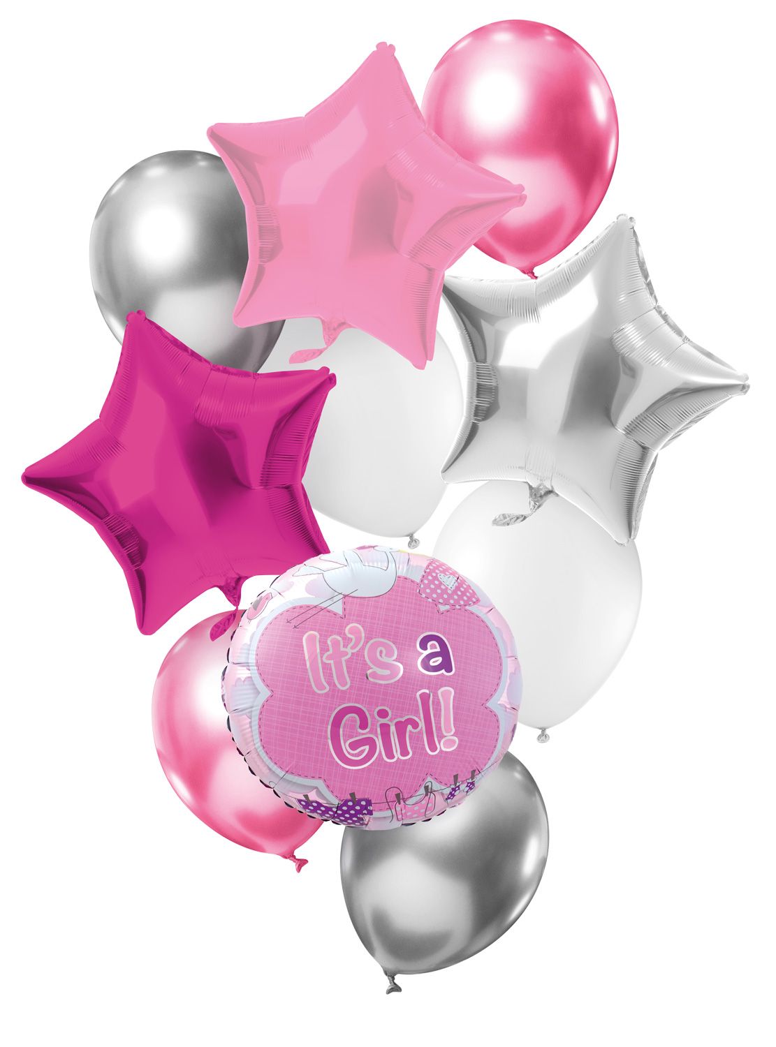 It's a girl roze zilver set folieballonnen