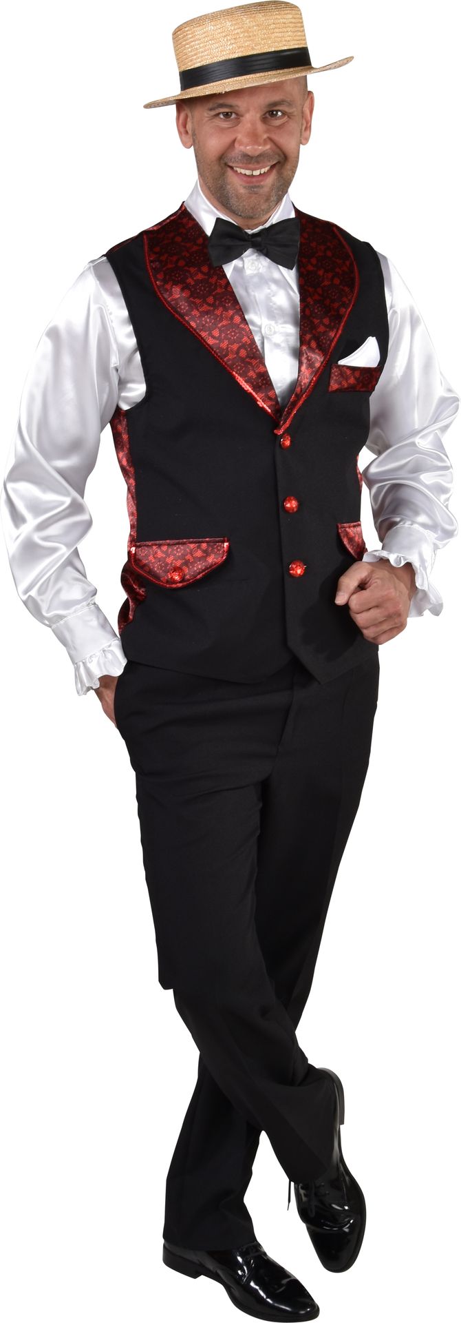 Jaren 20 gilet zwart en rood