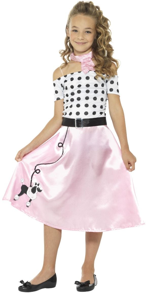 Jaren 50 grease outfit roze