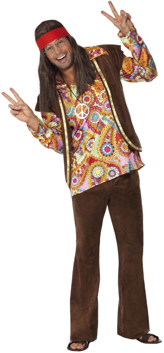 Jaren 60 bruine hippie outfit