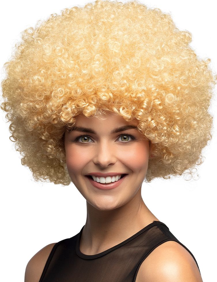 Jaren 70 afro pruik blond