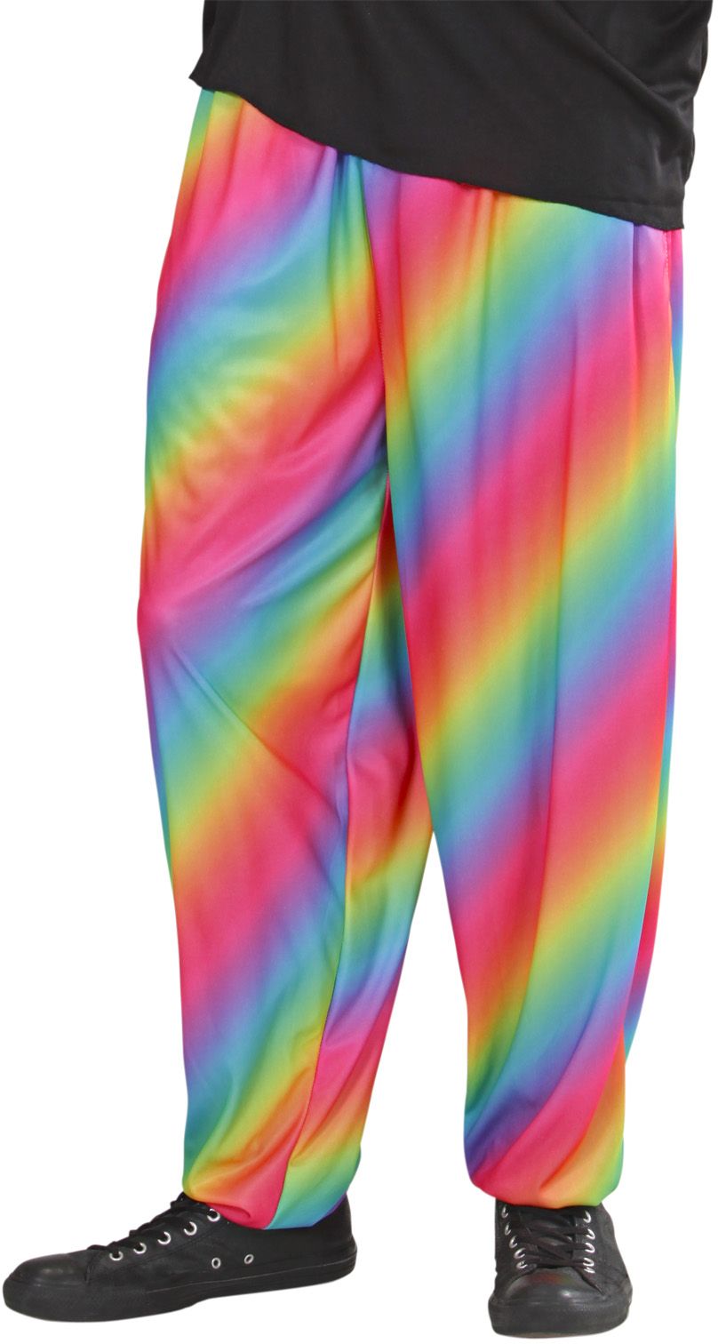 Jaren 80 disco broek regenboog