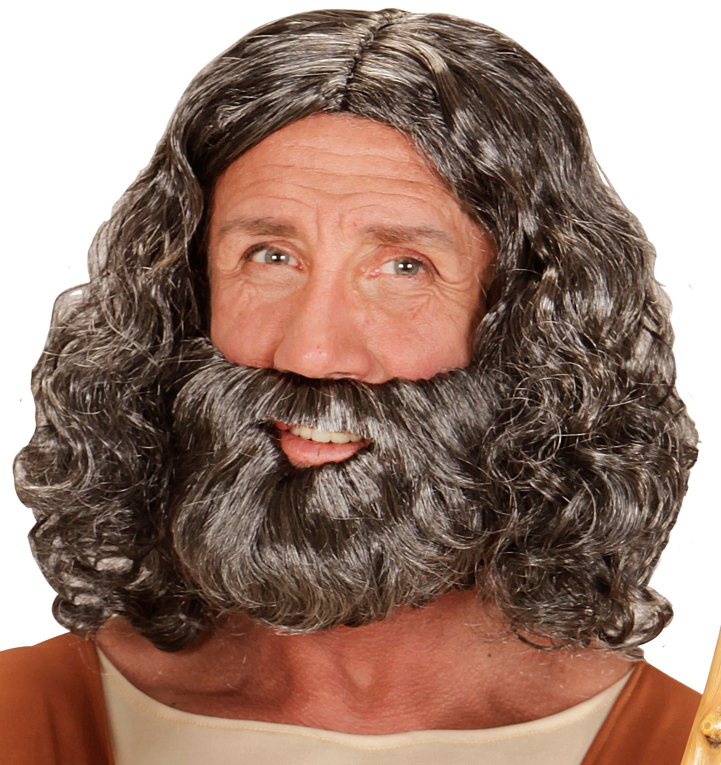 Jezus baard met pruik grijs