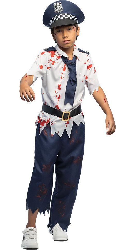 Jongens Zombie Politiepak Wit Halloween