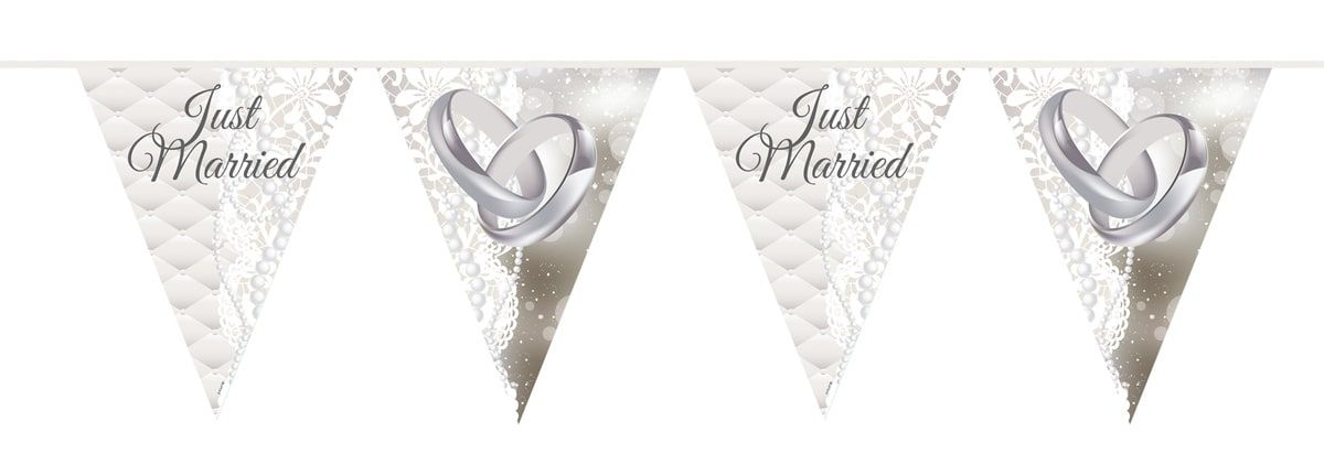 Just married trouwringen vlaggenlijn 10 meter