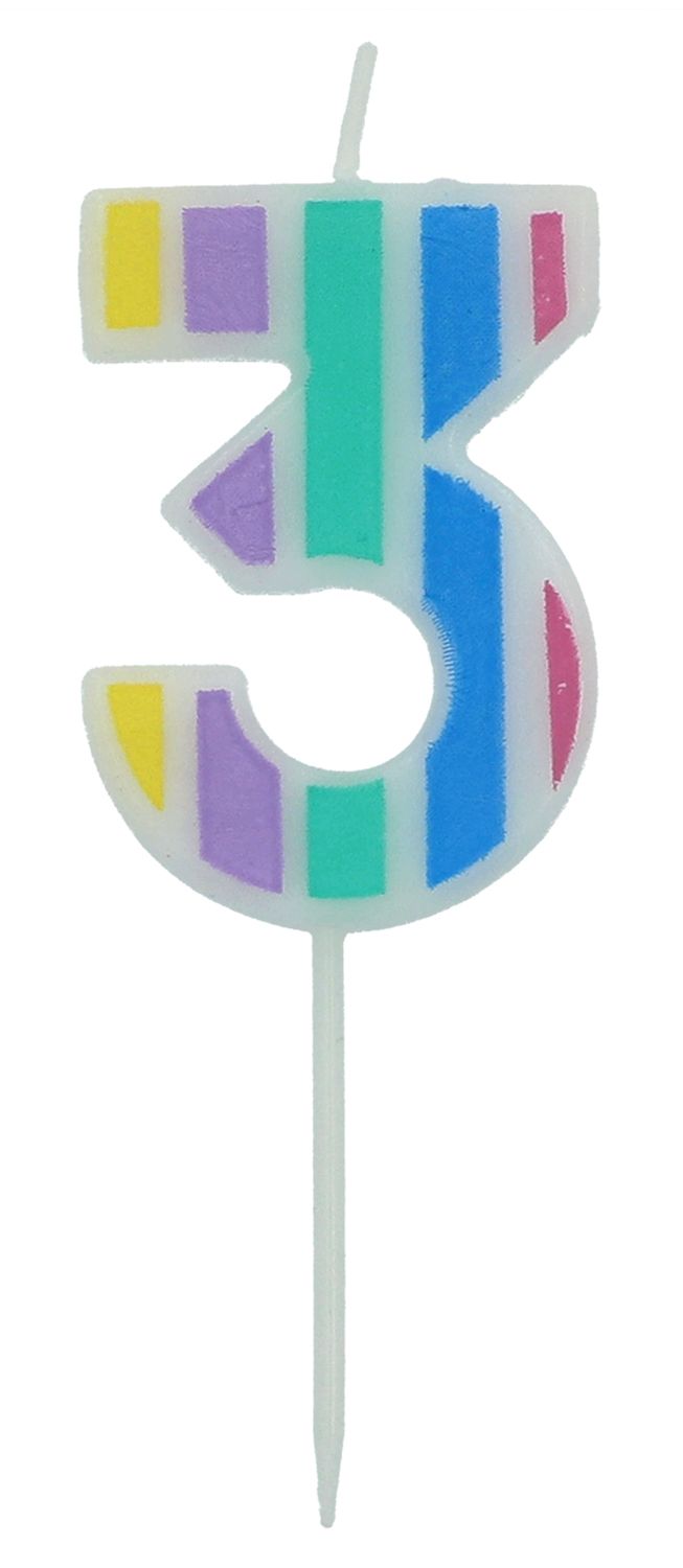Kaars Pastel Cijfer 3 Meerkleurig