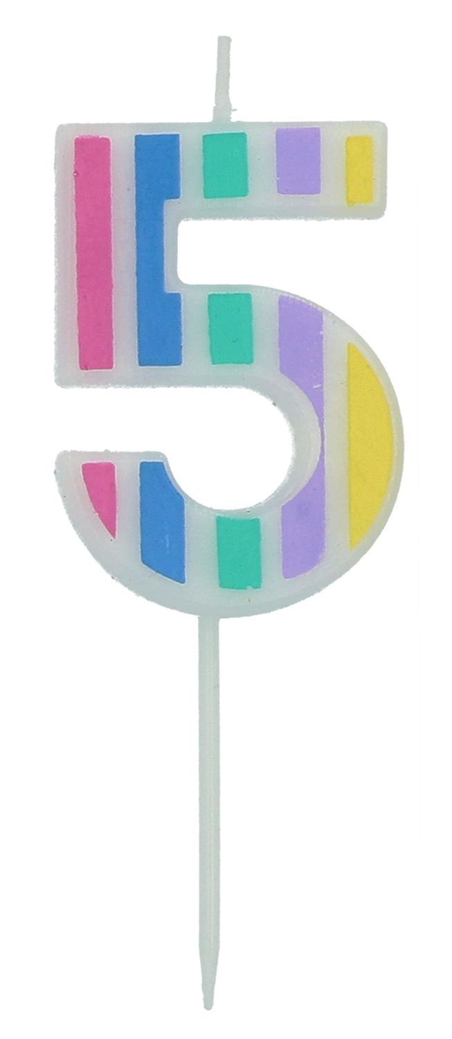 Kaars Pastel Cijfer 5 Meerkleurig