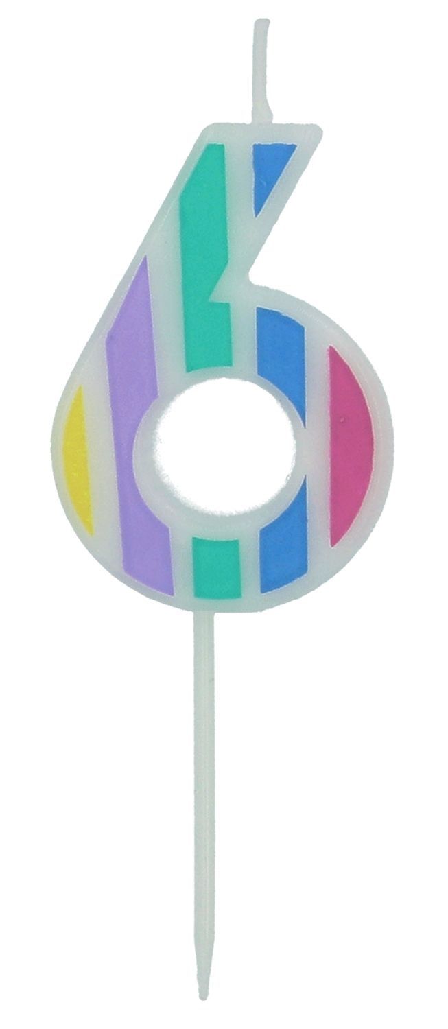 Kaars Pastel Cijfer 6 Meerkleurig