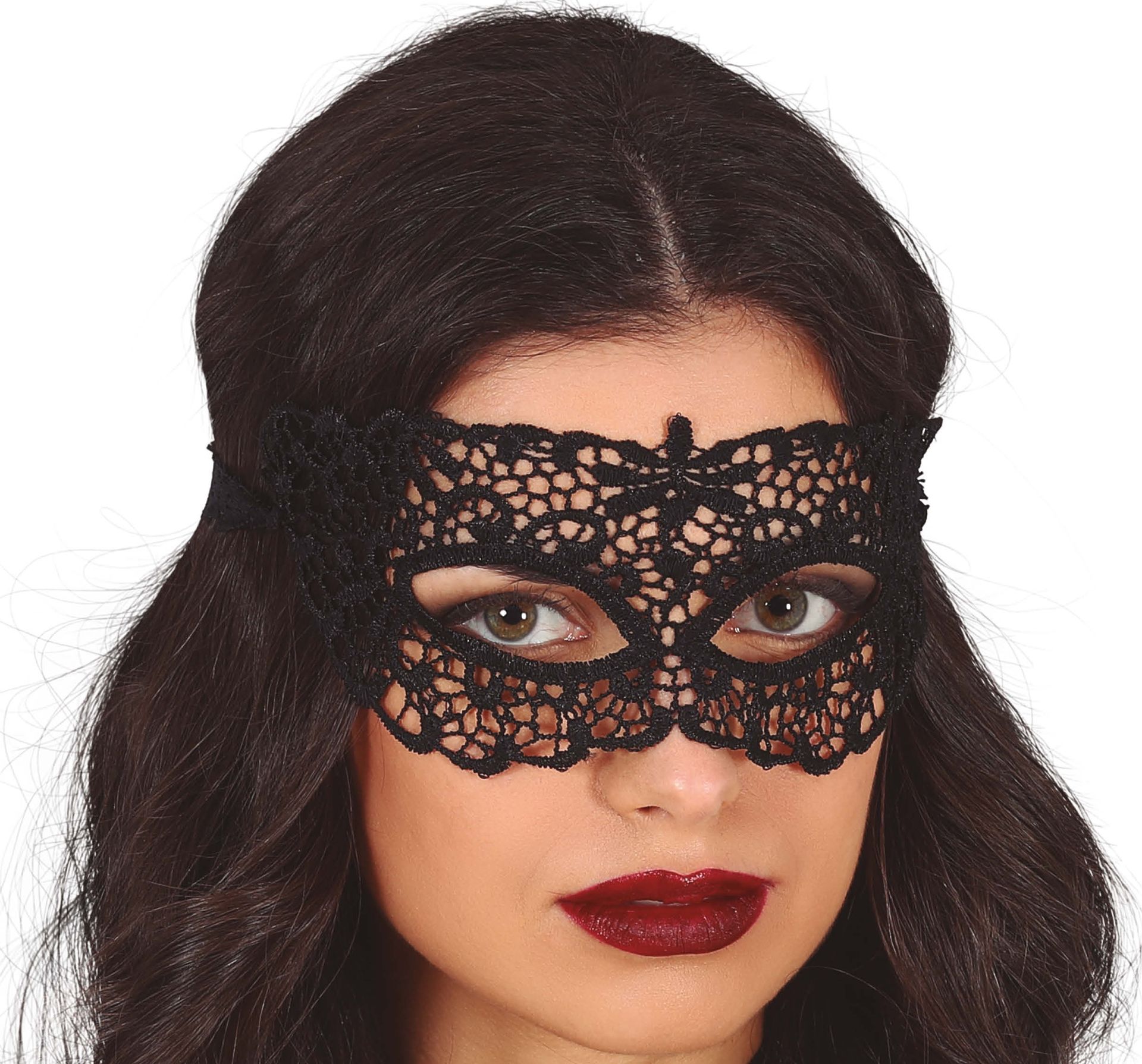 Kanten oogmasker zwart bloemen