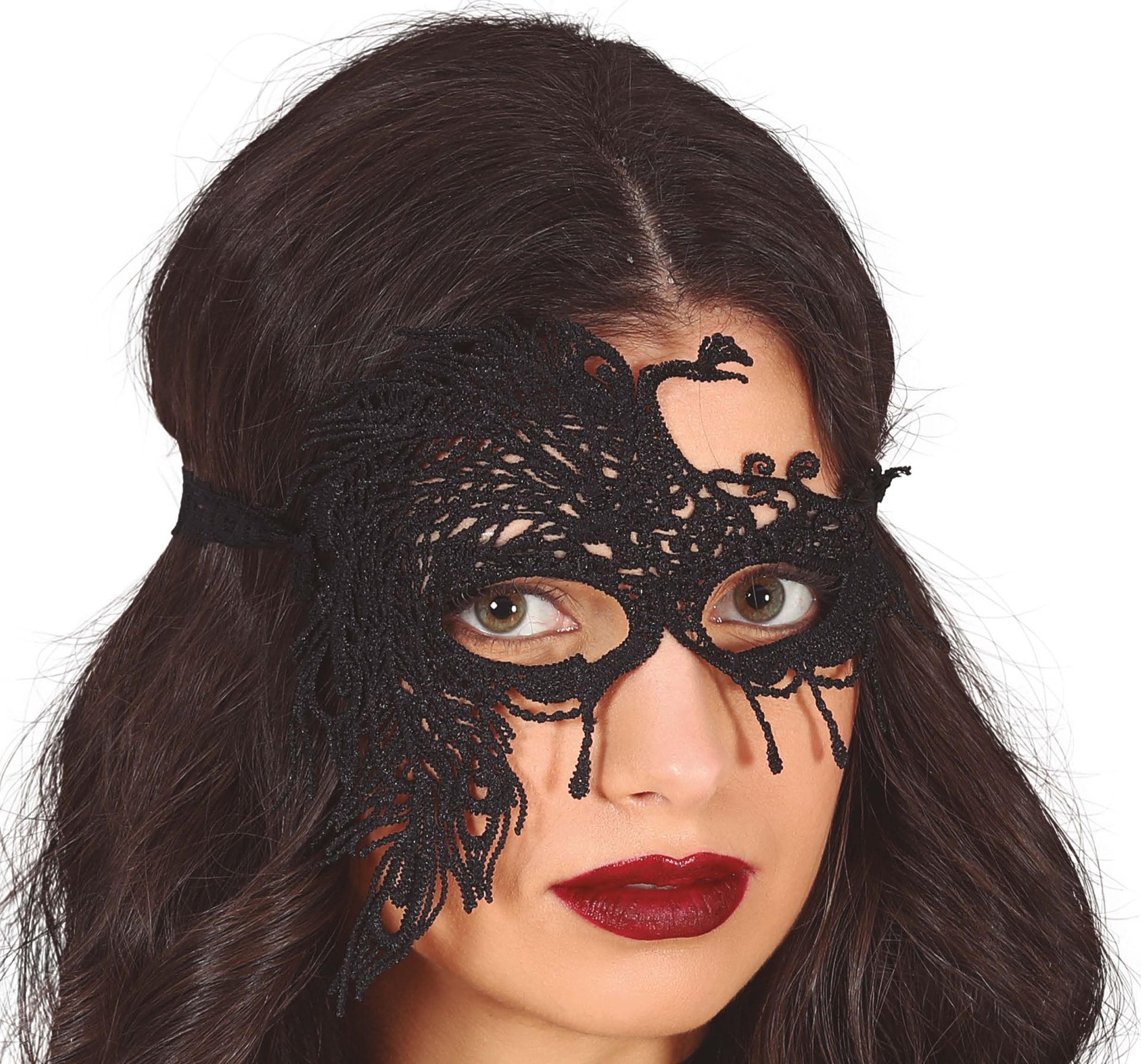 Kanten oogmasker zwart half