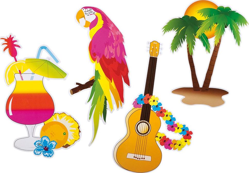 Kartonnen Hawaï Decoratieset 4 Stuks