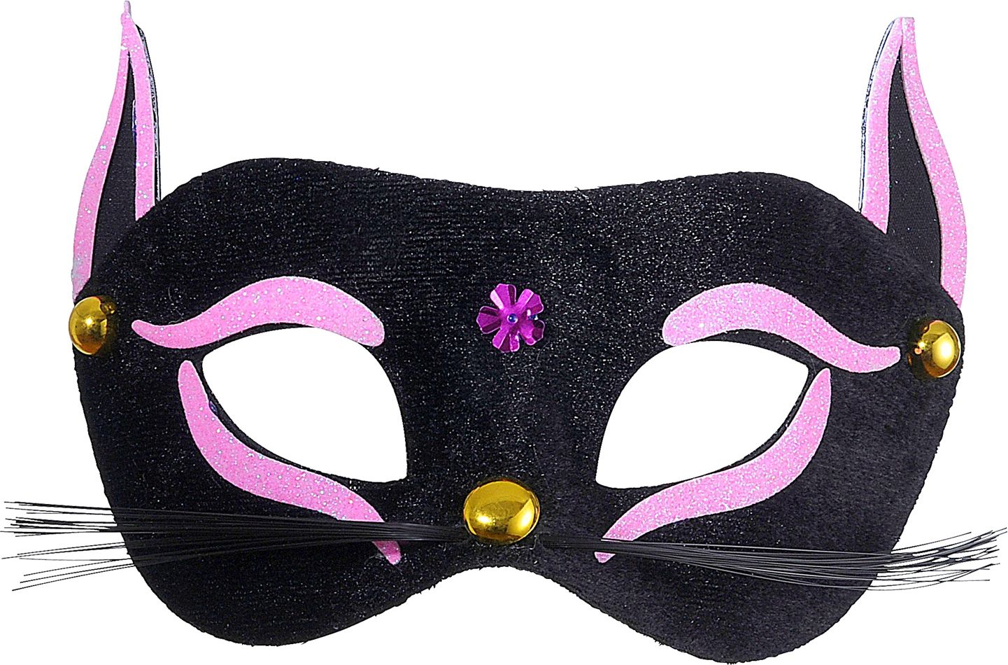 Katten oogmasker met roze glitters