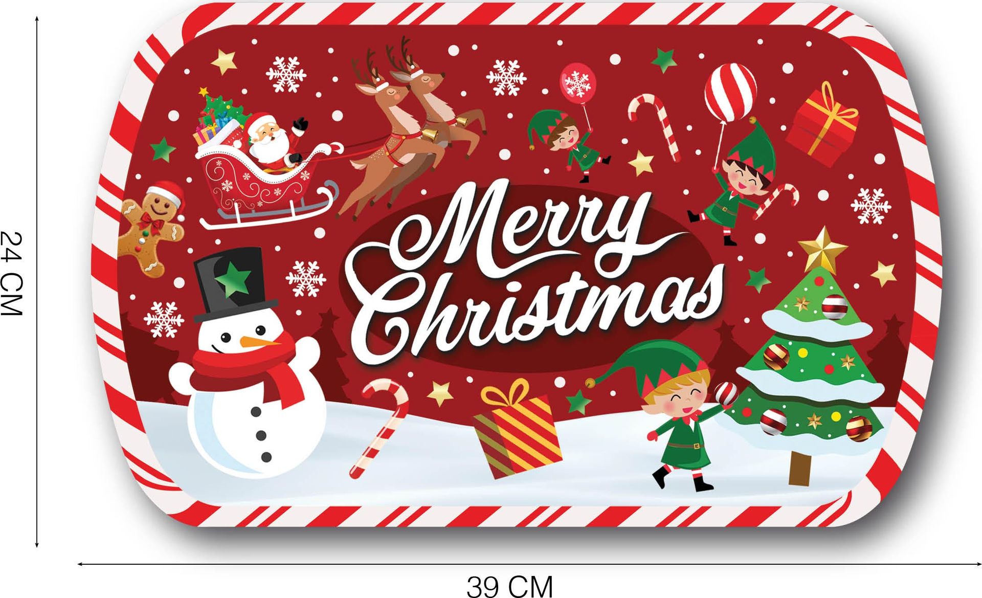 Kerst dienblad kerstfiguren rood