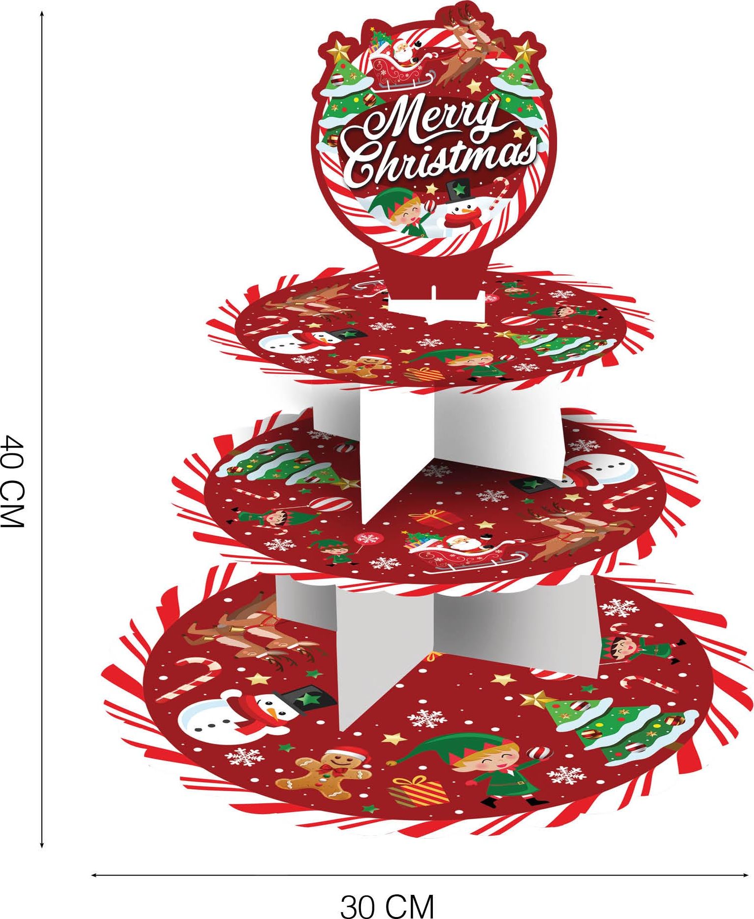 Kerst etagere kerstfiguren 3 lagen karton