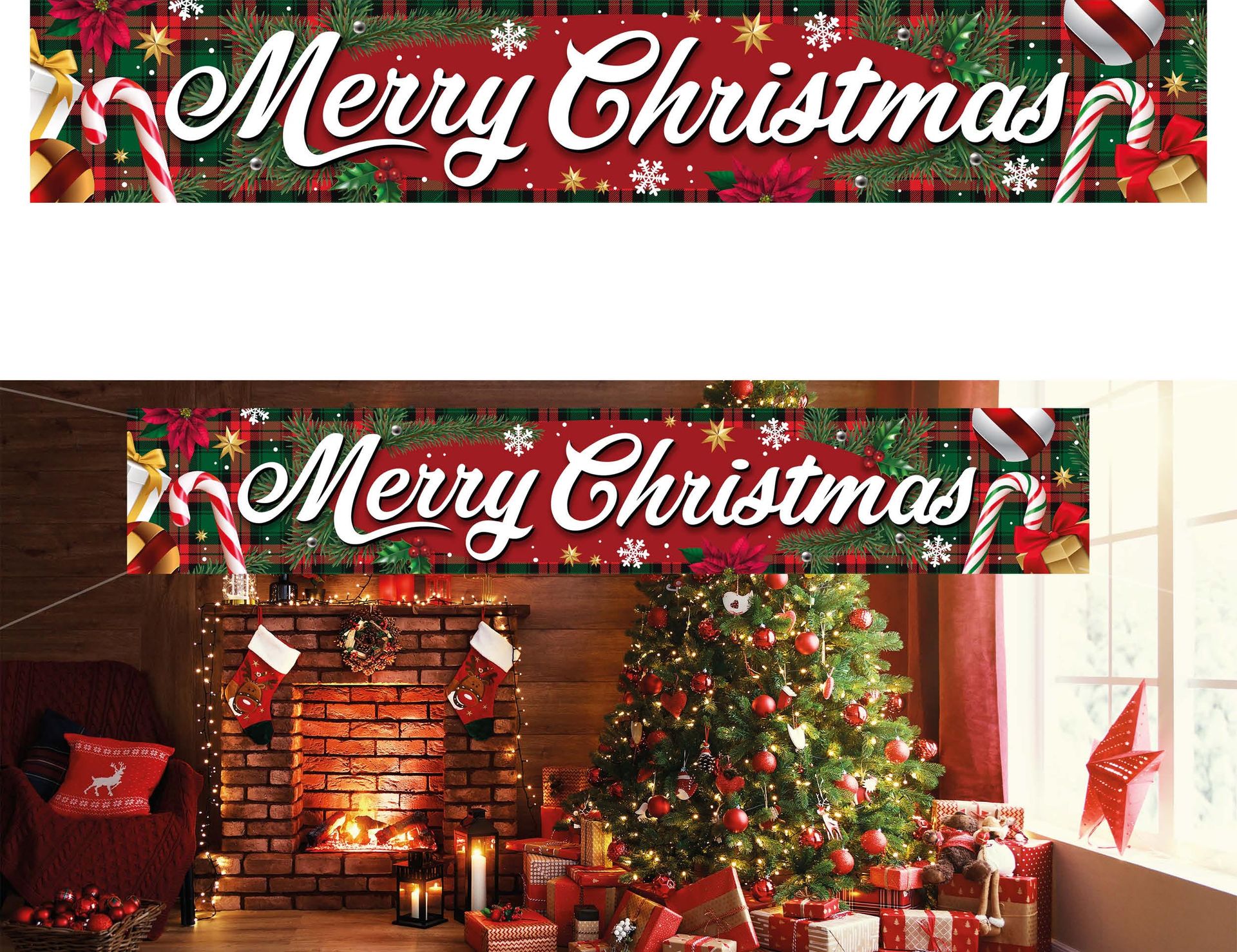 Kerst feestbord merry christmas schotse ruit