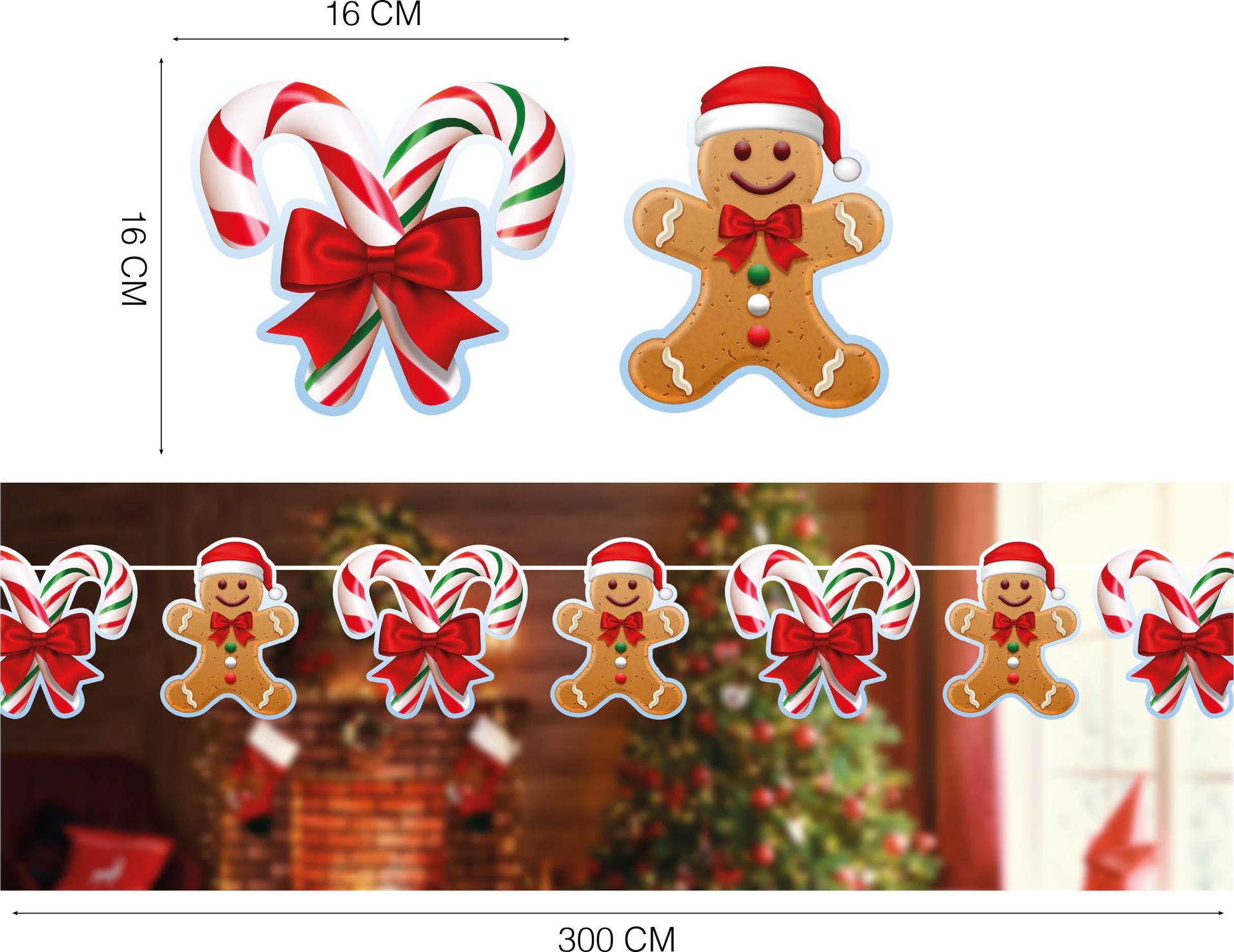 Kerst gingerbread peperkoek feestslinger 3m