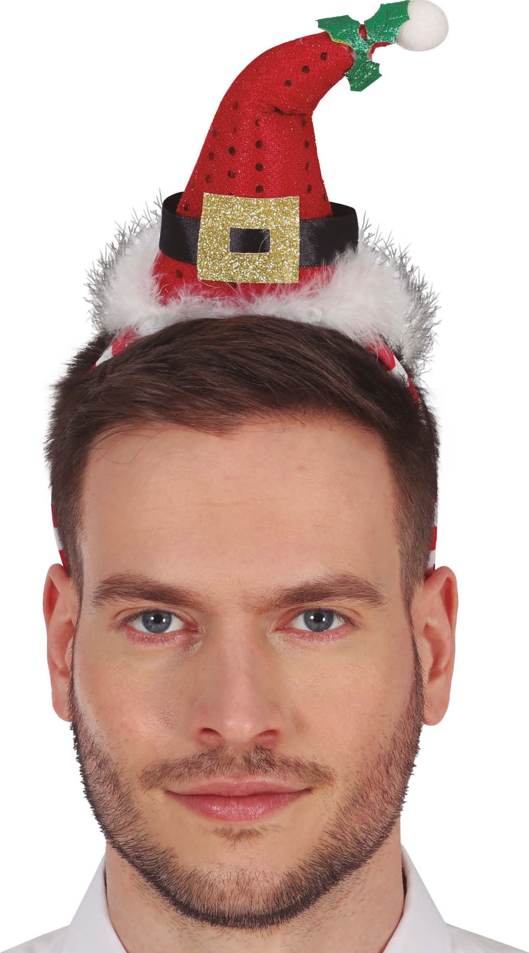 Kerst hoofdband met mini kerstman muts