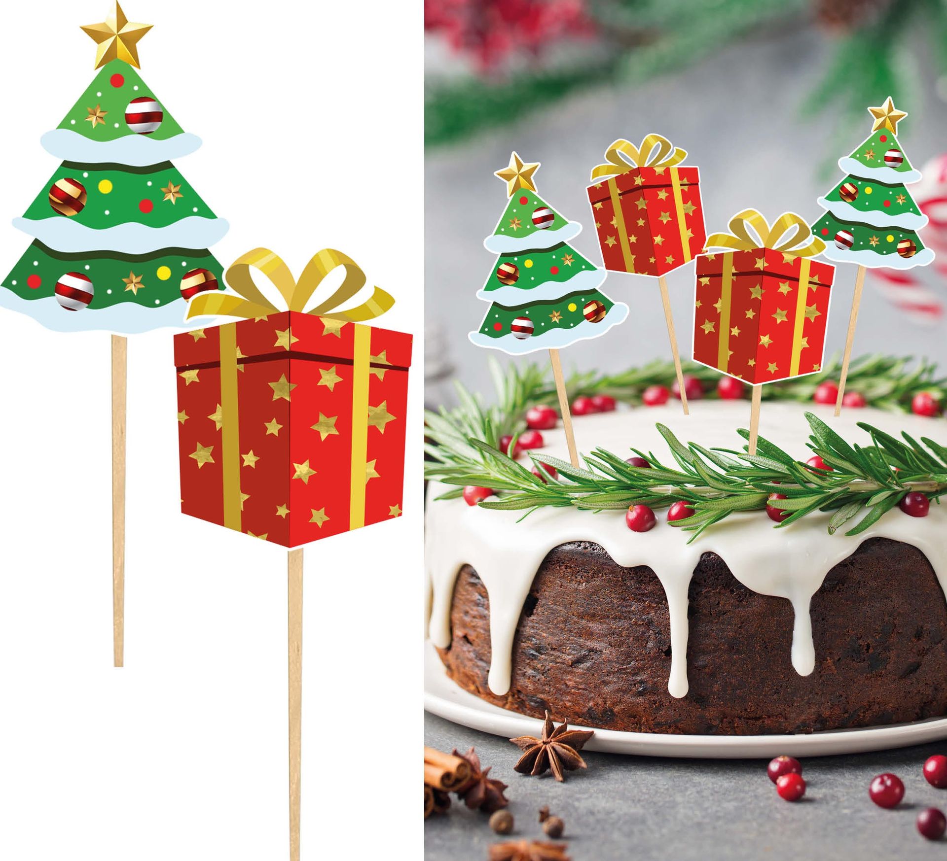 Kerstboom cupcake versiering 6cm 12 stuks