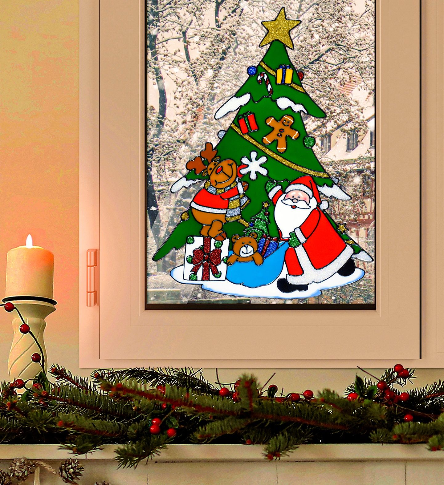 Kerstboom met kerstman sticker