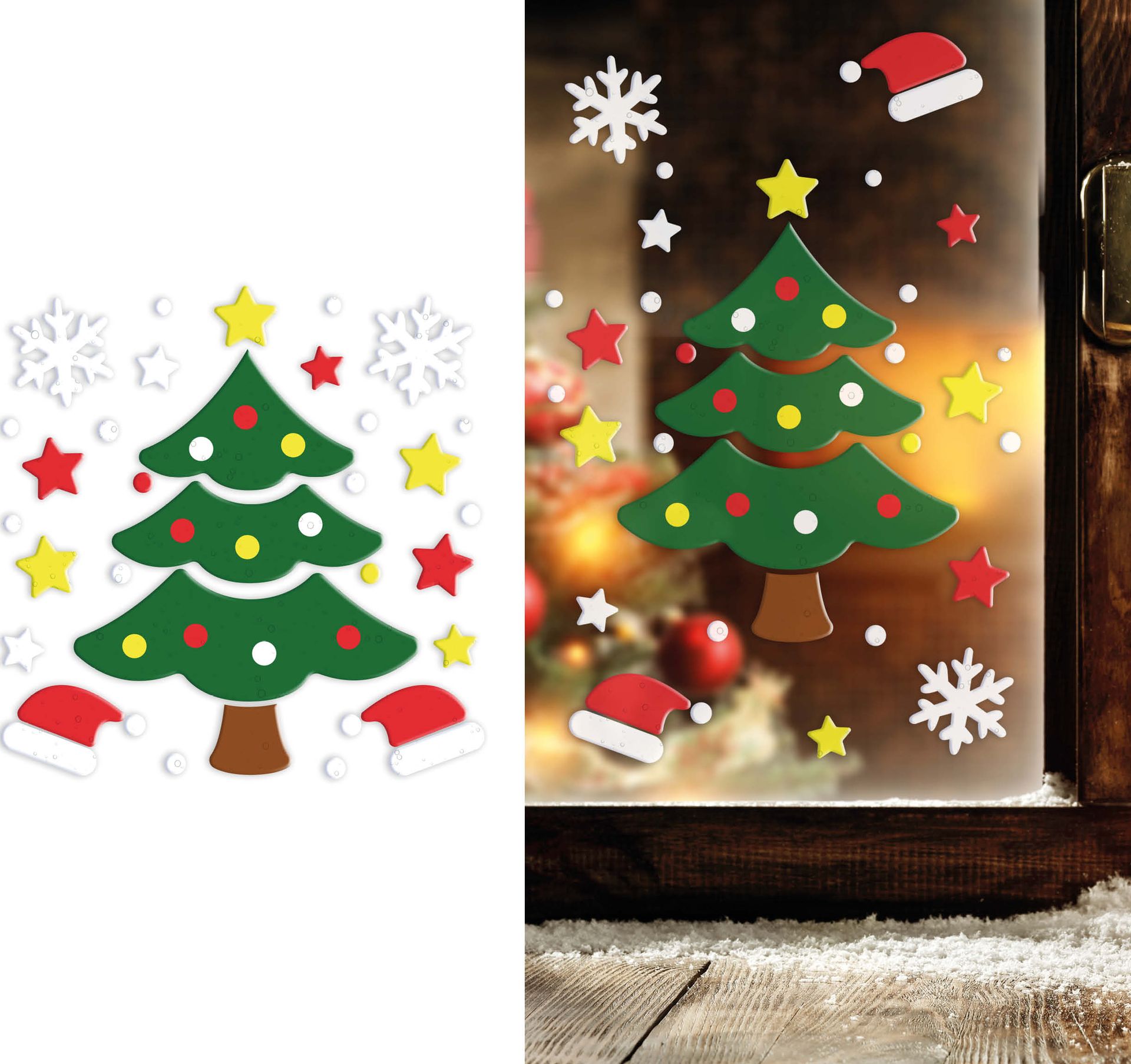 Kerstboom raam stickers gel kerst