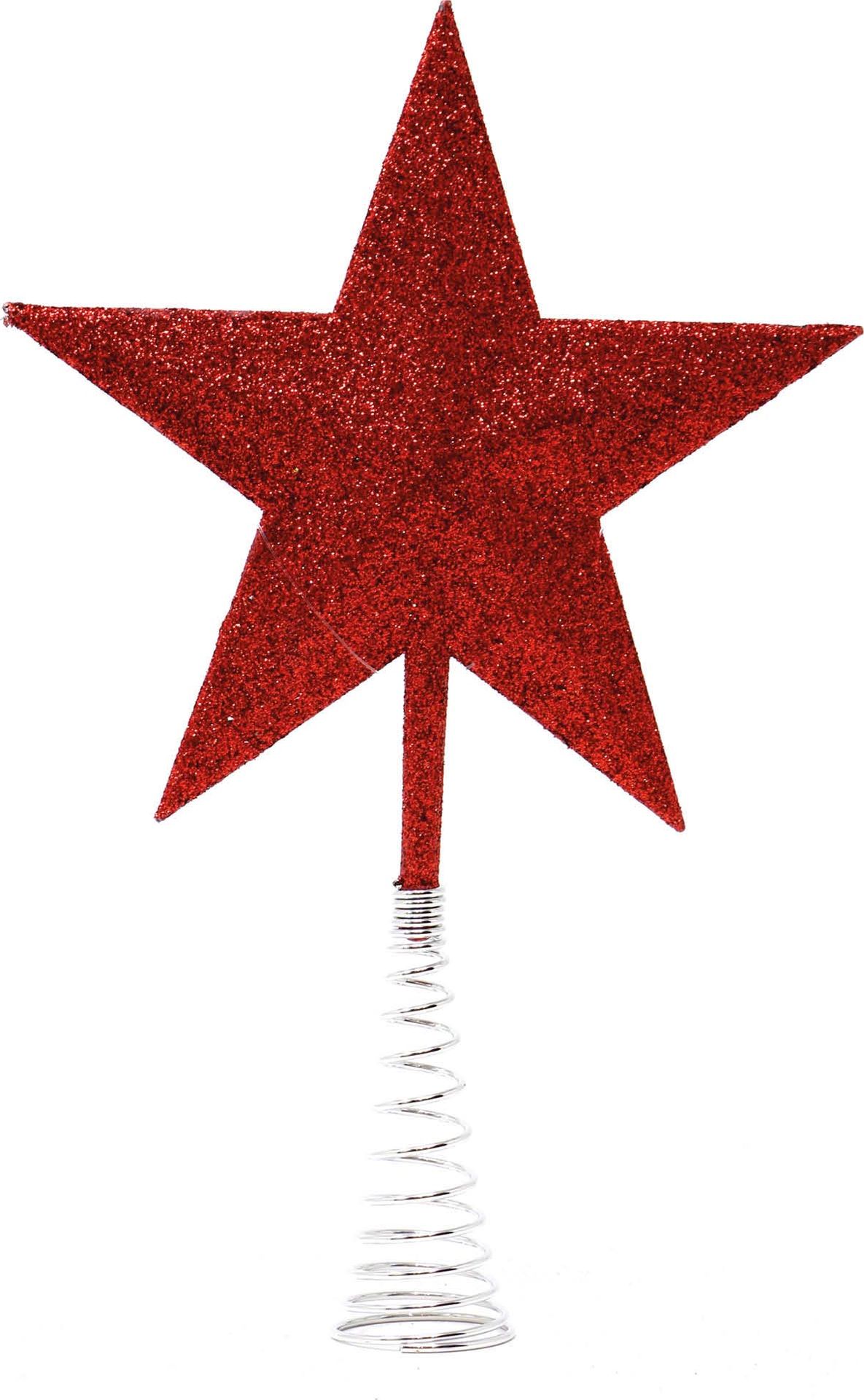 Kerstboom topper spiraal ster rood 23cm