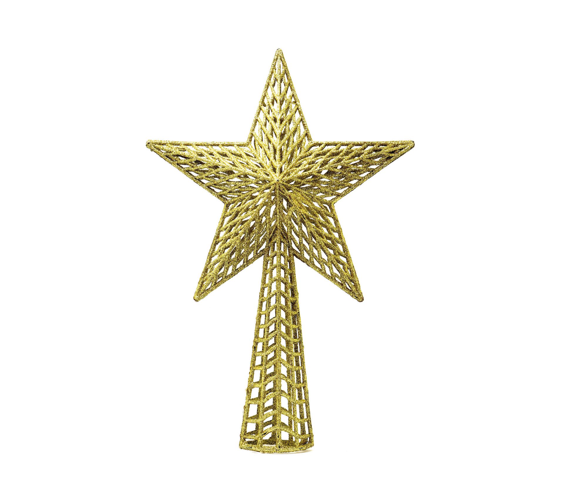 Kerstboom topper ster glitter goud 37cm