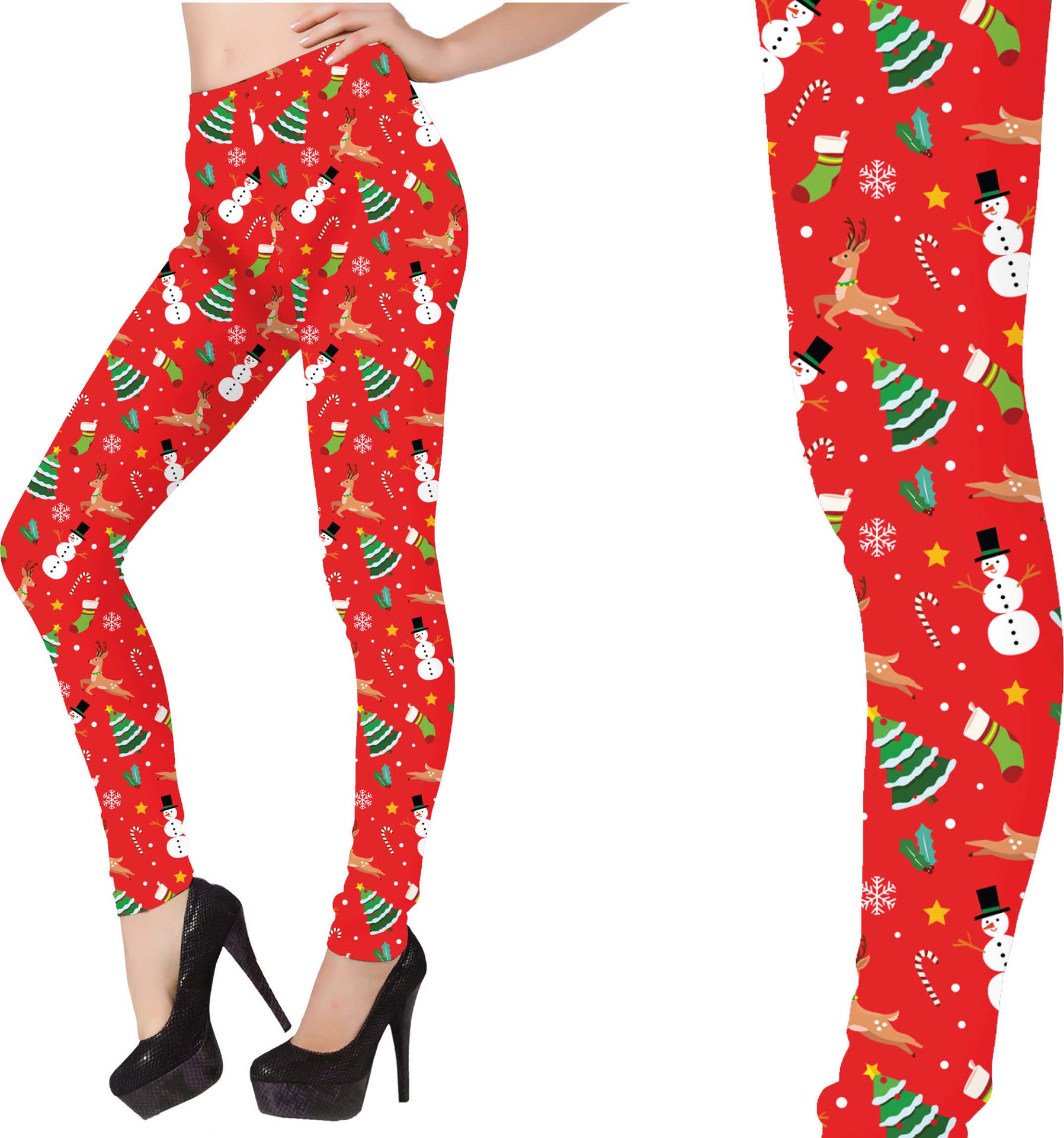 Kerstlegging met print dames rood fout