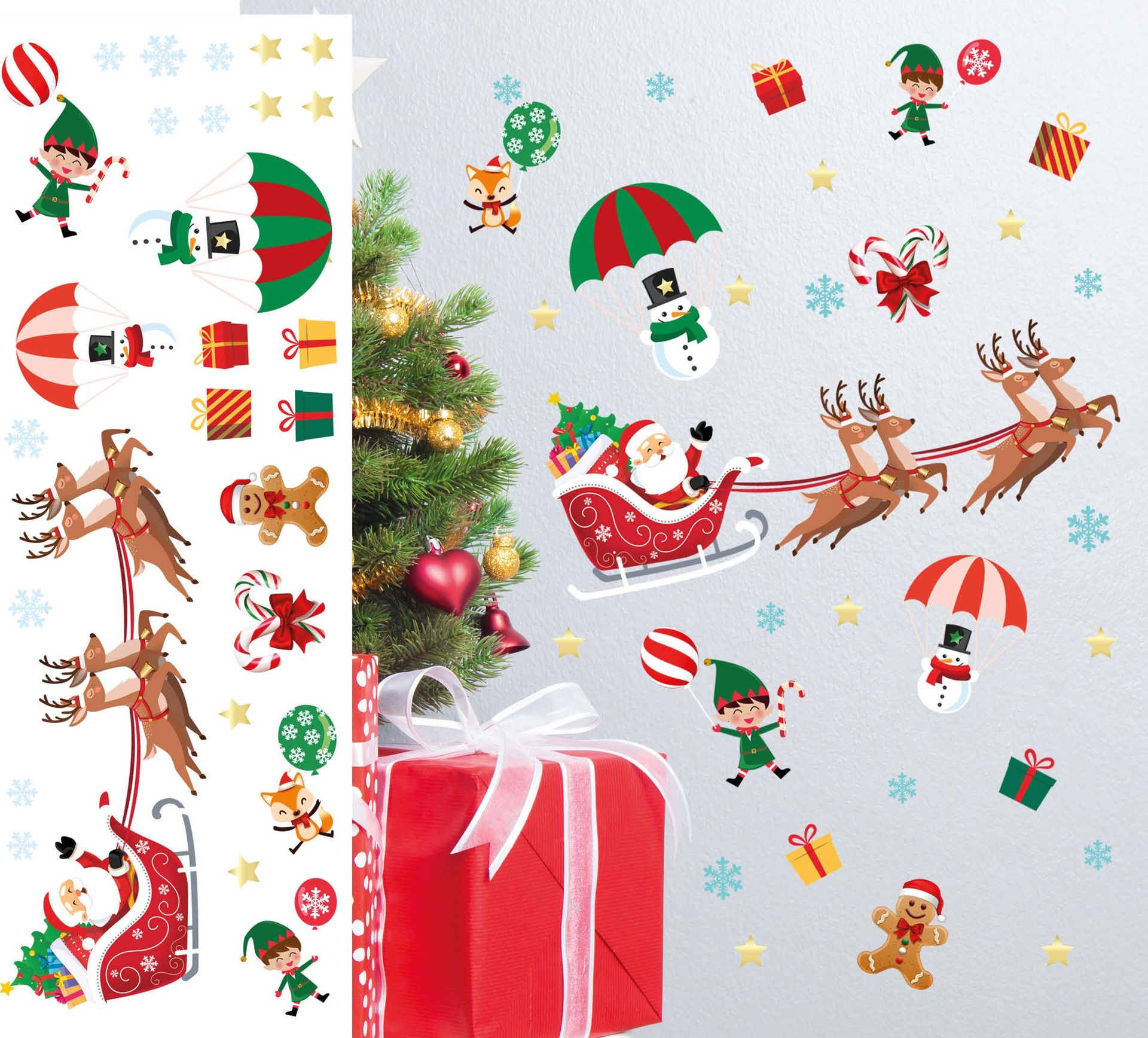 Kerstman arrenslee muurstickers