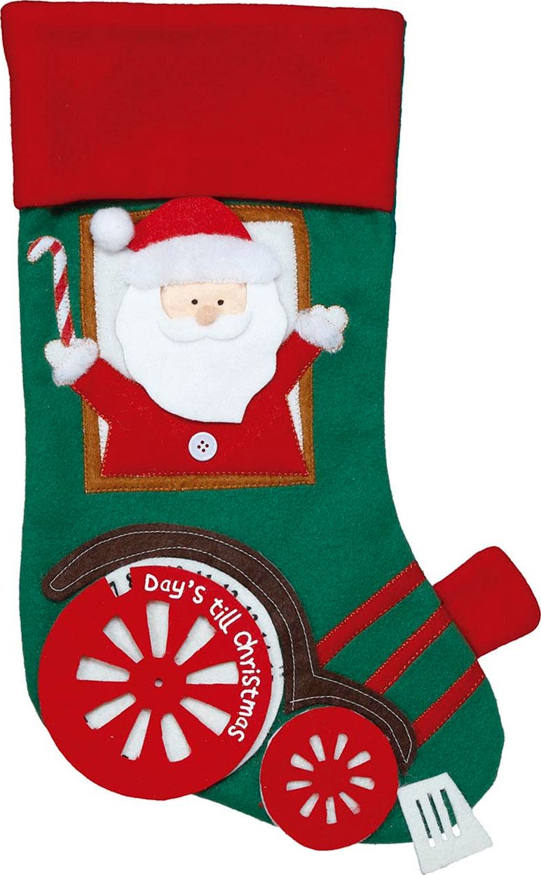Kerstman in trein kerstsok 48 cm