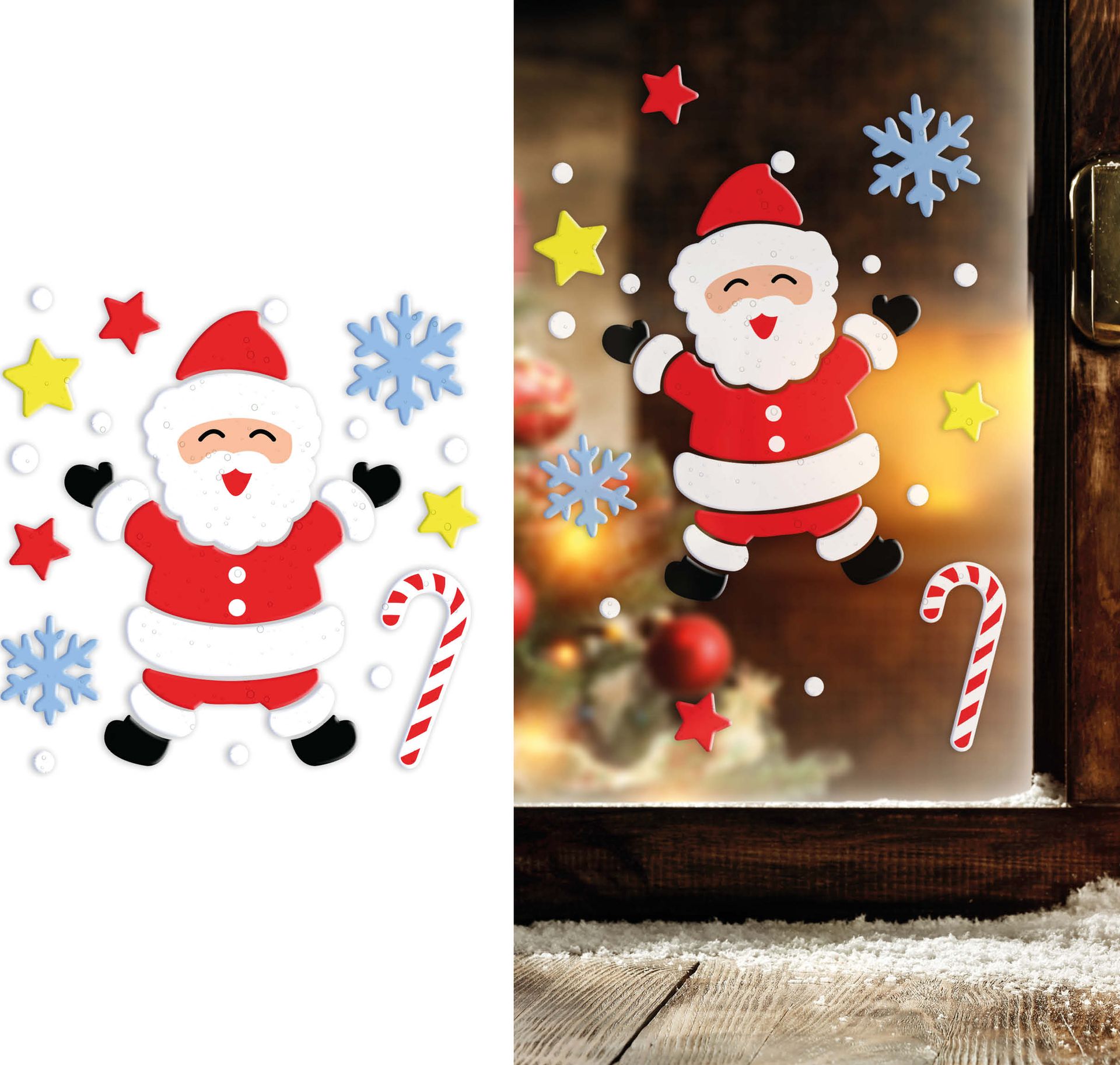 Kerstman raam stickers gel kerst