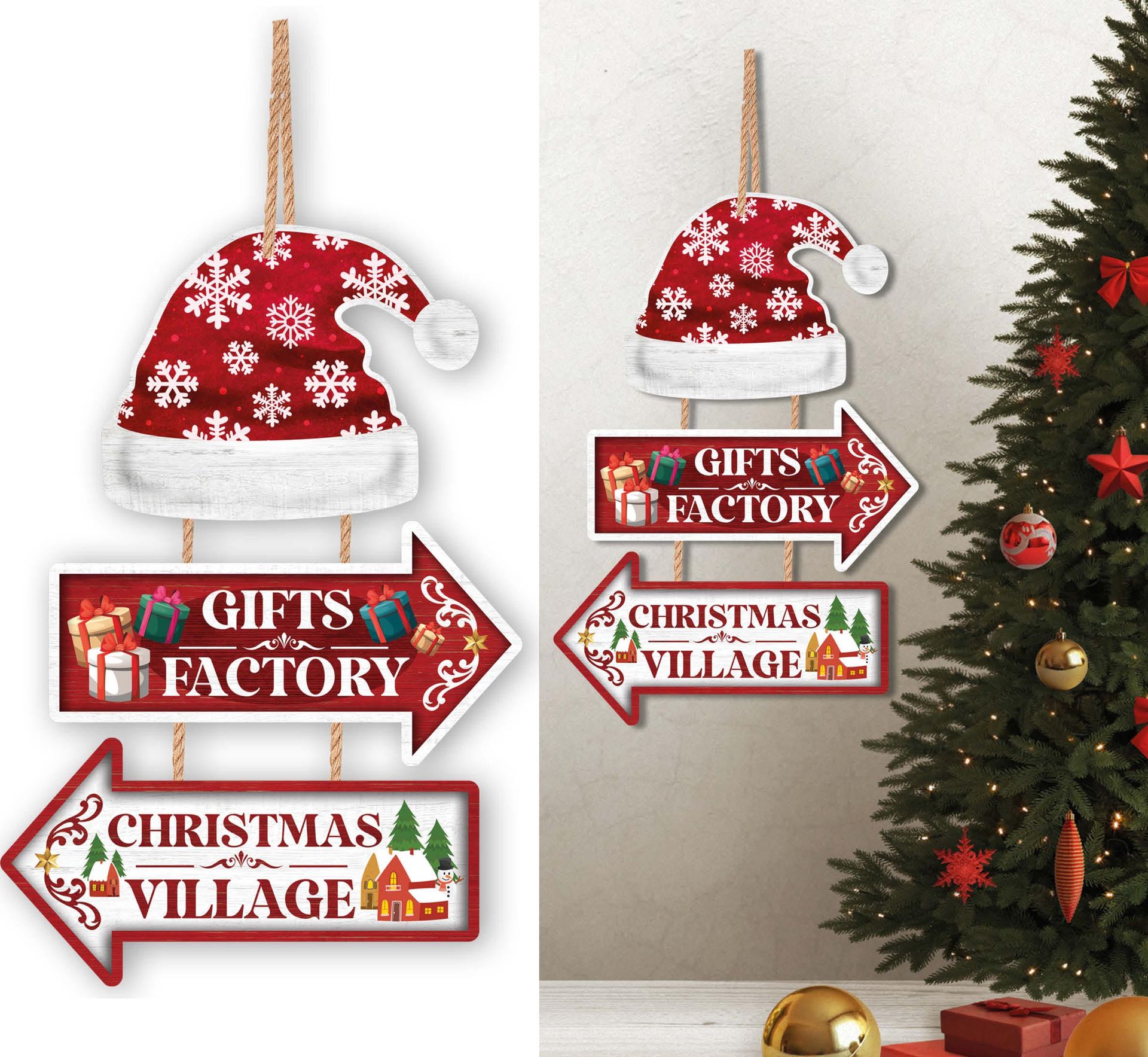 Kerstmis gifts factory wanddecoratie