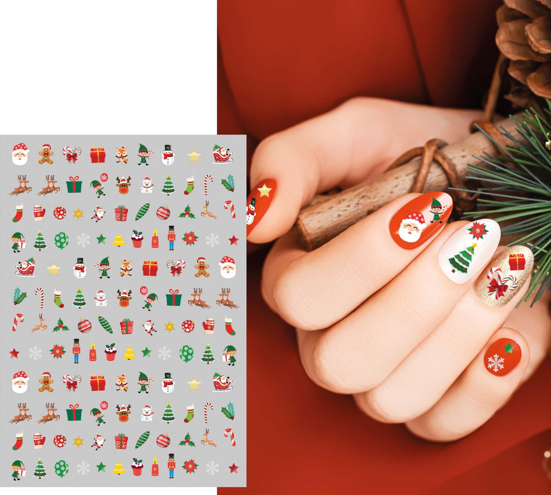 Kerstmis nagelstickers kerst iconen