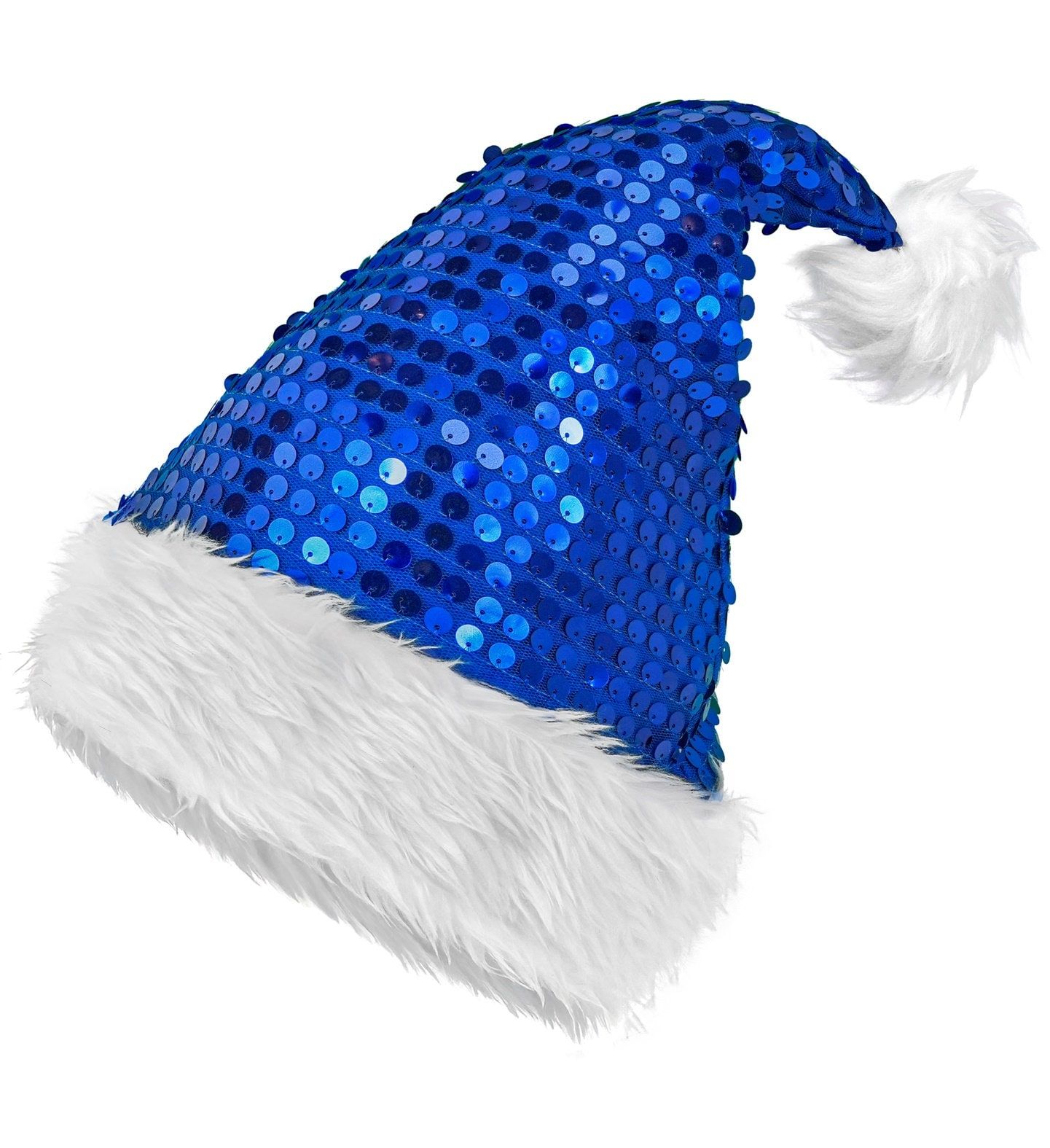 Kerstmuts Blauw met Glanzende Pailletten
