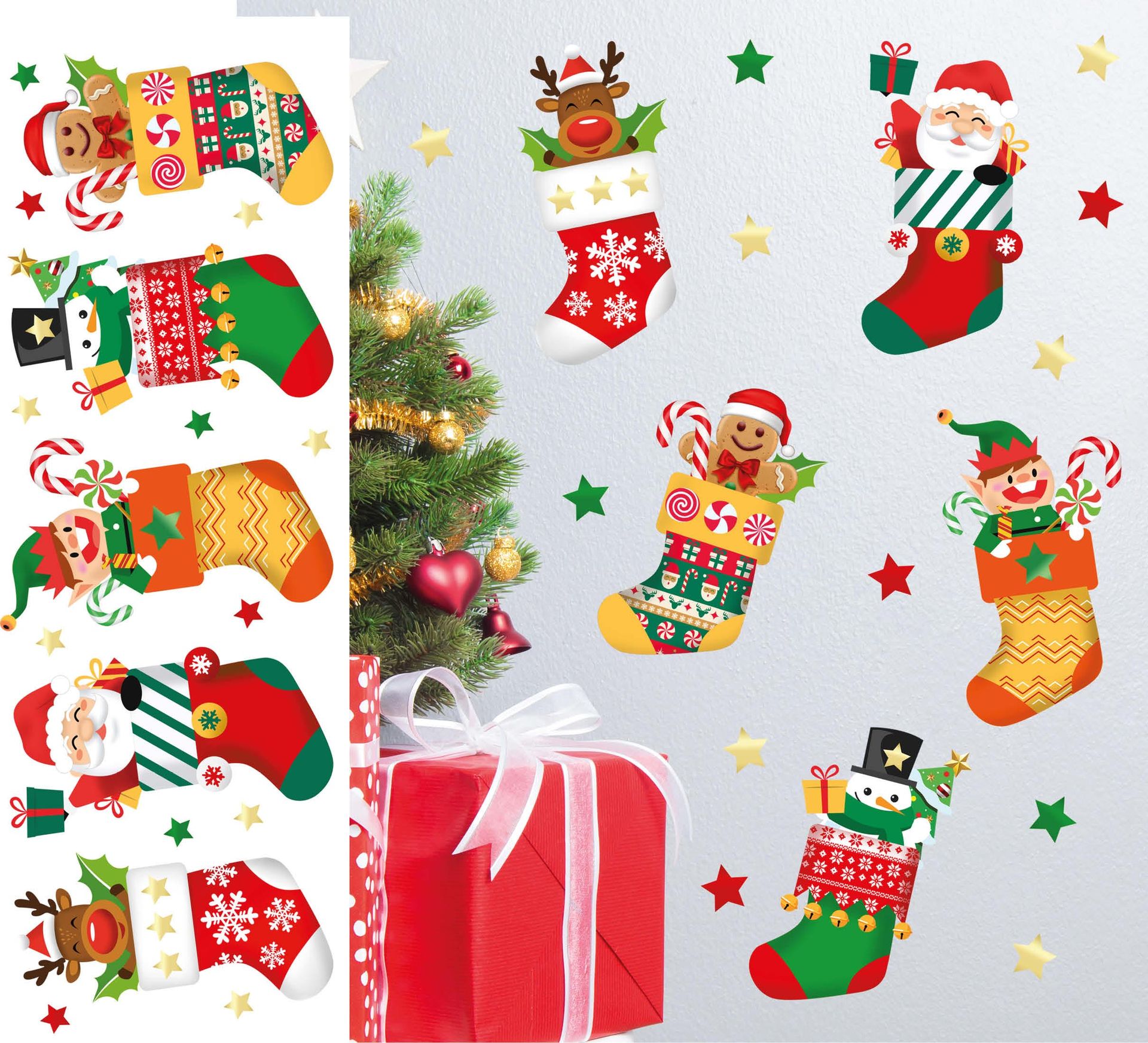 Kerstsokken sneeuwpop muurstickers