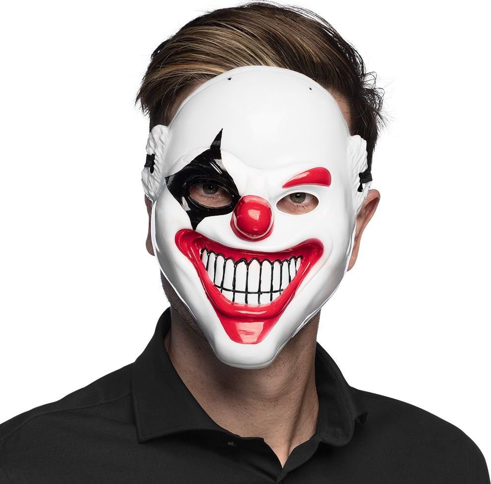 Killer Clown Gezichtsmasker wit halloween