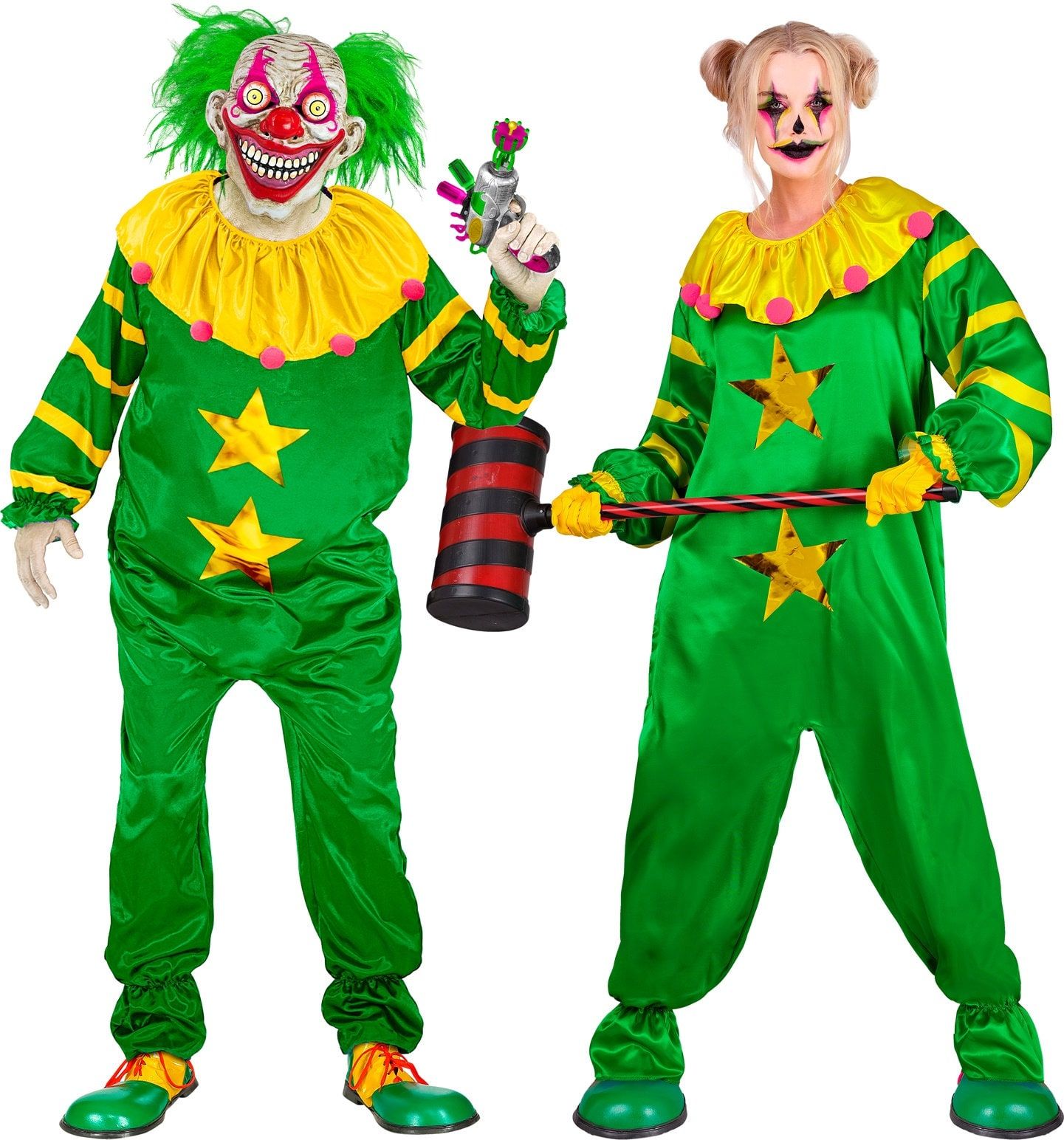 Killer Clown Halloween Pak Groen Dames Heren