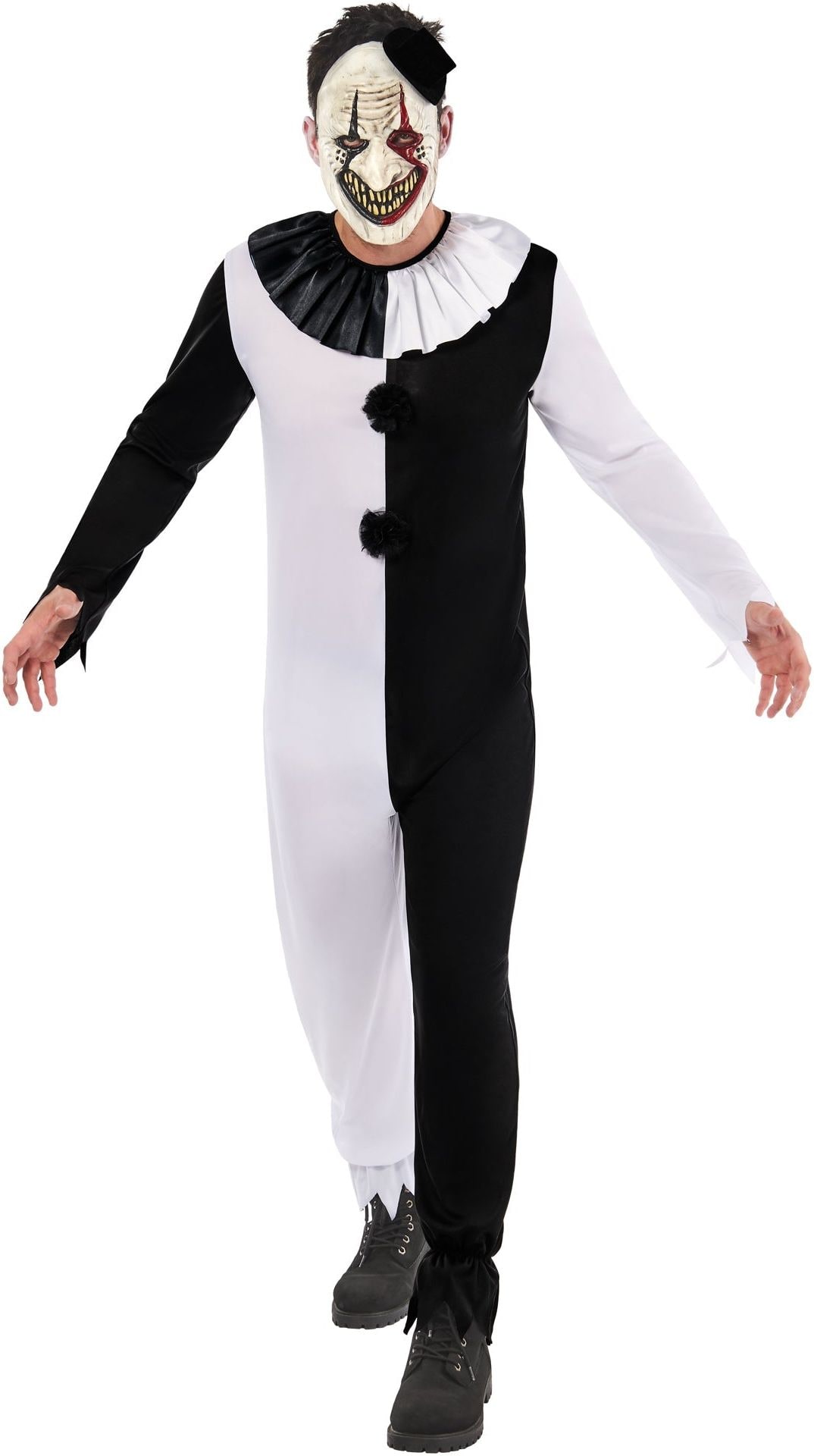 Killer Clown Pierrot Halloween Kostuum Heren Zwart Wit