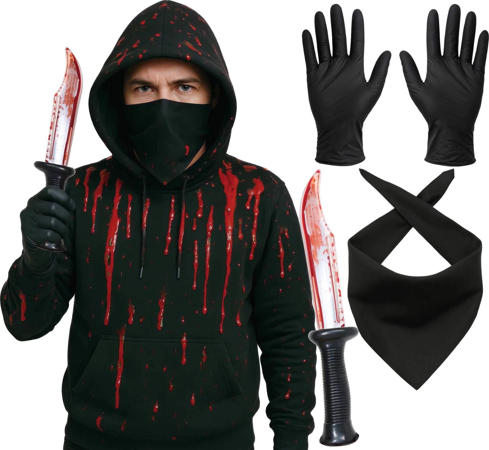 Killer Set Halloween Handschoenen Mes Mondmasker