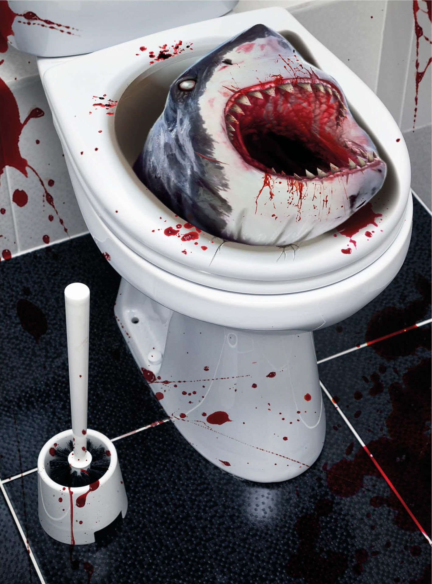 Killer shark toilet decoratie 30 x 40 cm