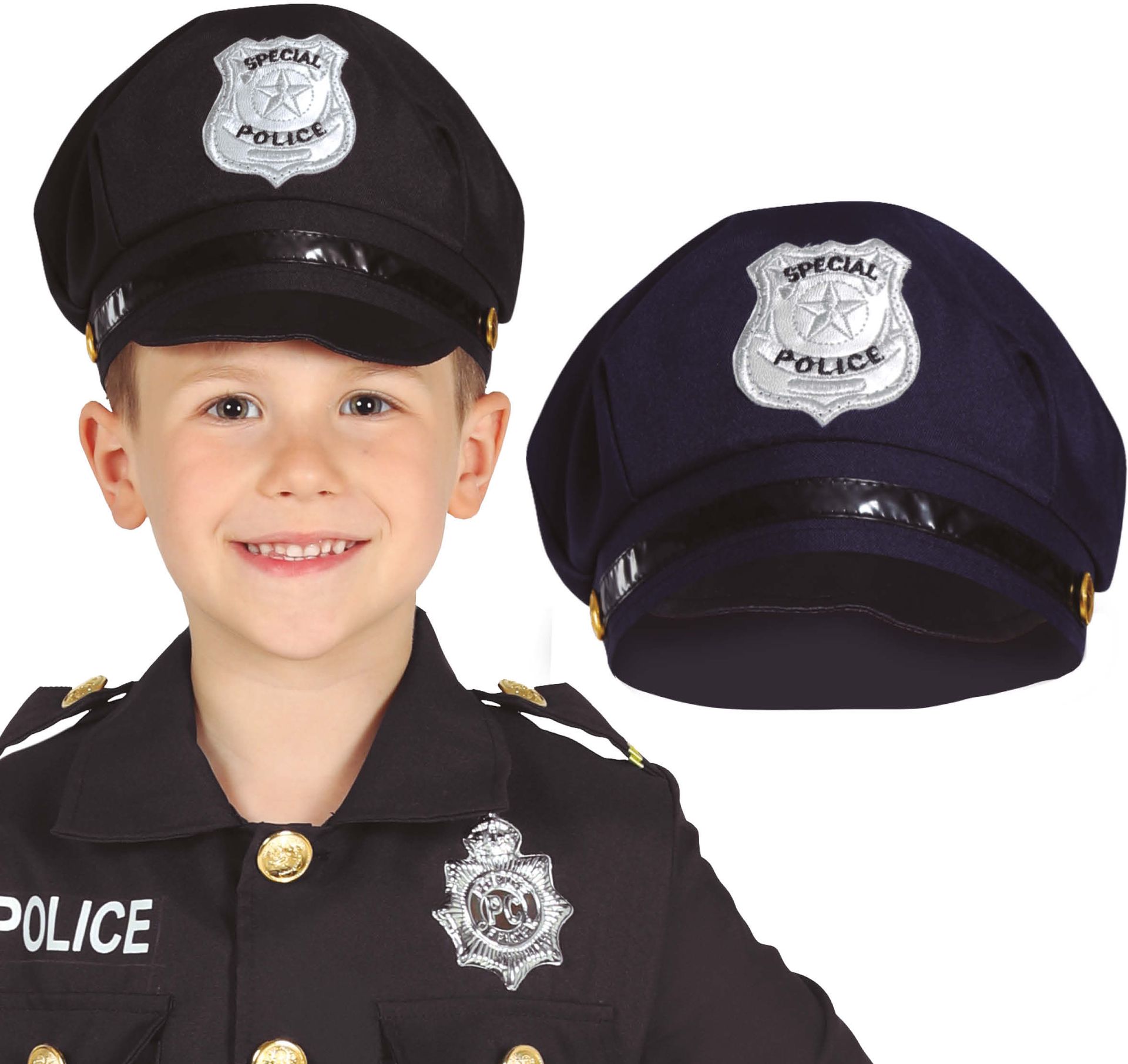 Kinder Politiepet Zwart