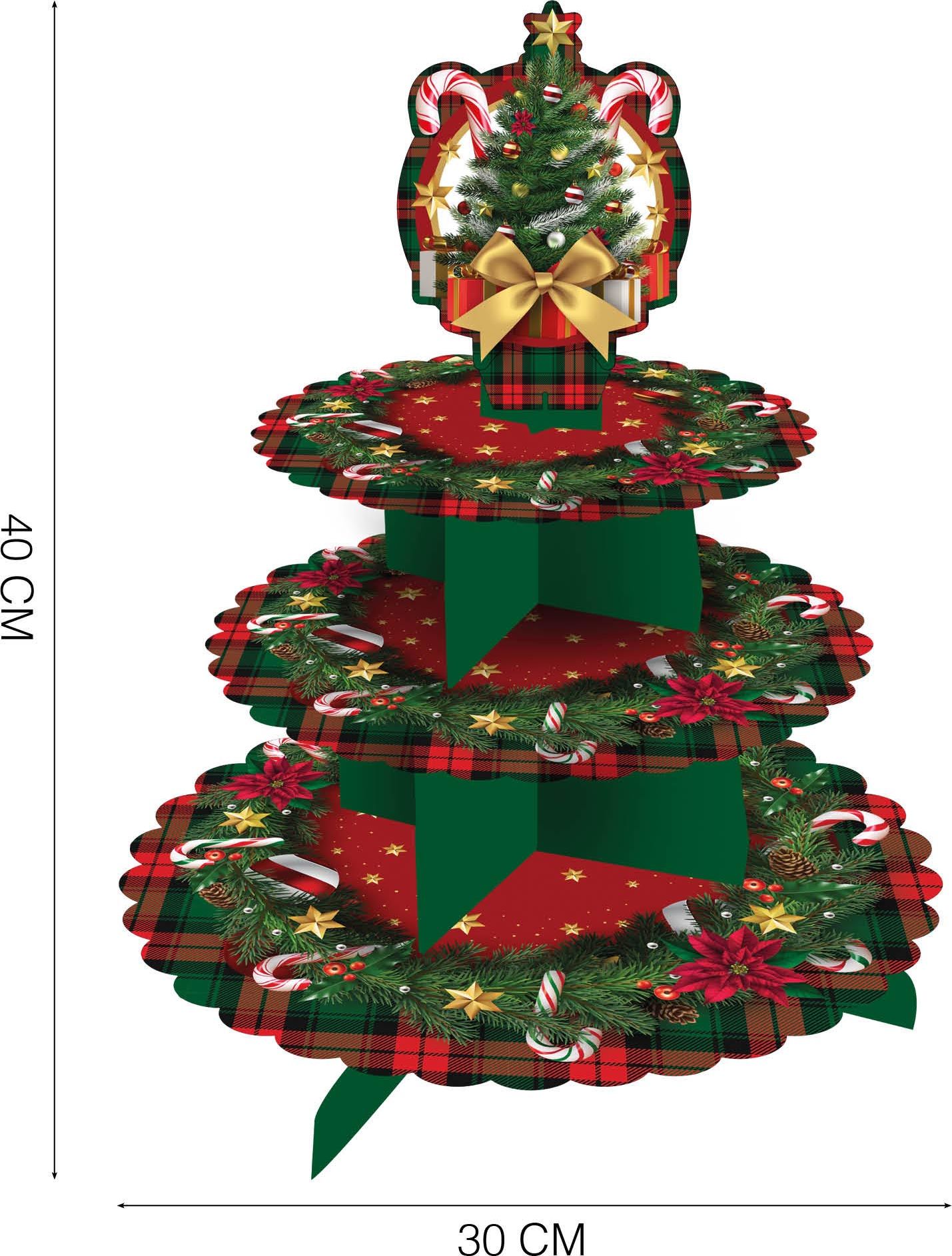 Klassieke kerstboom etagère 3 lagen karton