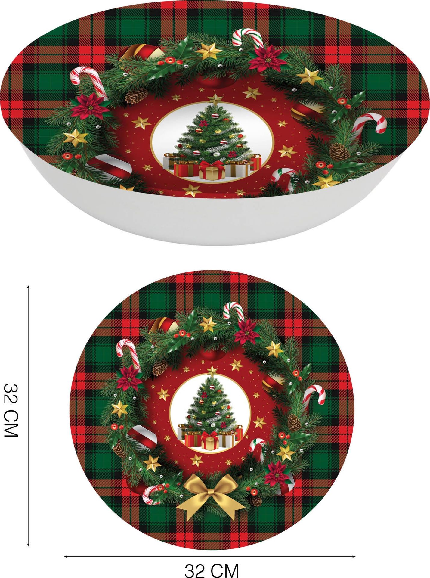 Klassieke kerstboom plastic kom