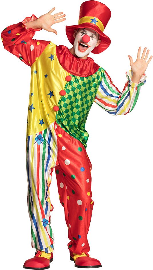 Kleurige clown jumpsuit heren