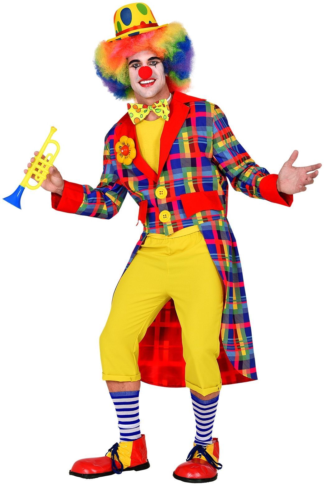 Kleurrijke circus clown slipjas heren