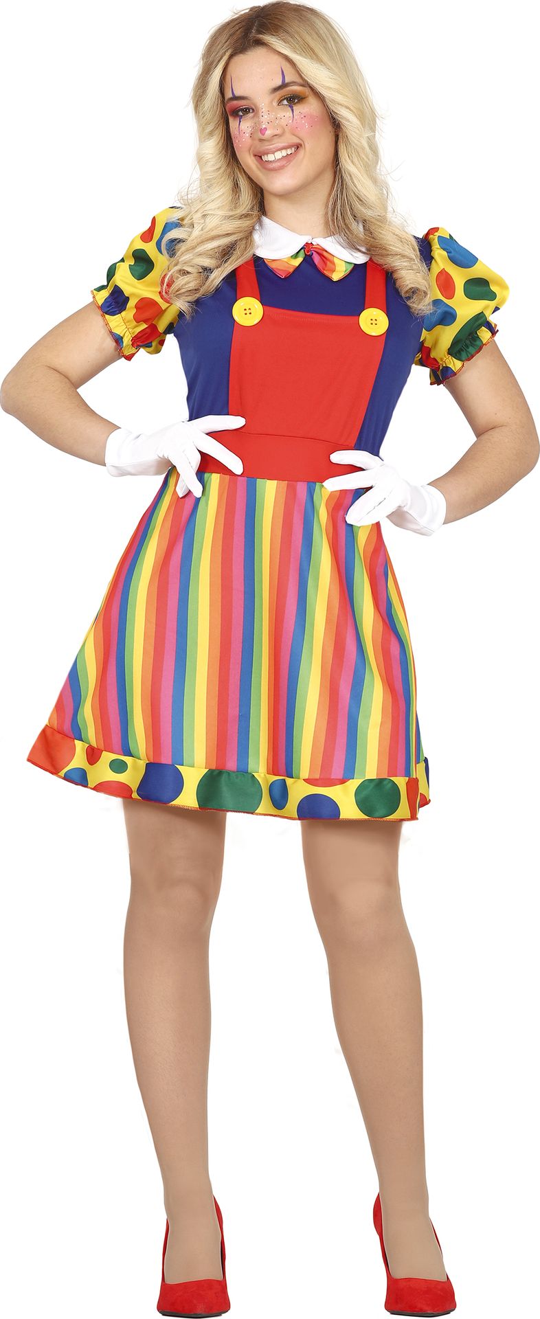 Kleurrijke clown outfit dames