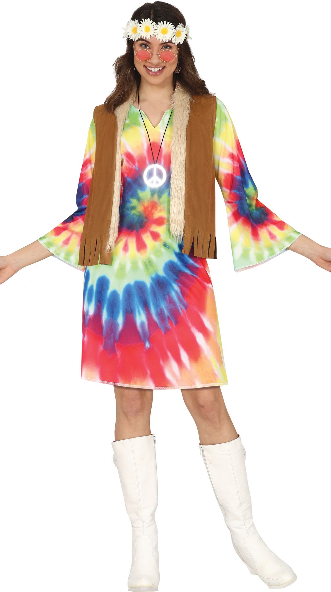 Kleurrijke peace hippie outfit dames